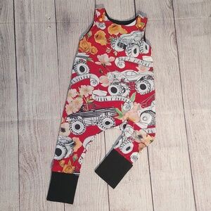 Custom Made ADJUSTABLE Grow-With-Me Infant/Toddler Romper 6m-4+y Monster Cars